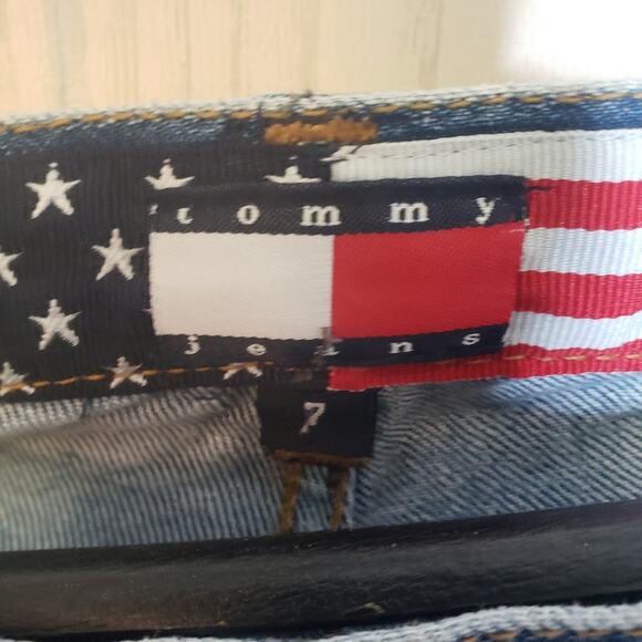 Tommy Jeans Tommy Hilfiger Vintage denim medium wash raw hem size 7 - Picture 7 of 9